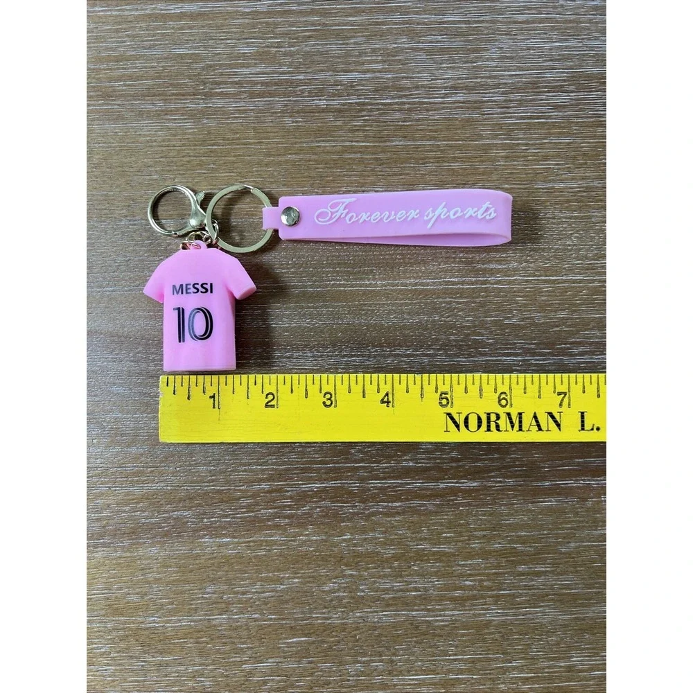 Lionel Messi #10 Pink Miami Soccer Jersey Keychain.